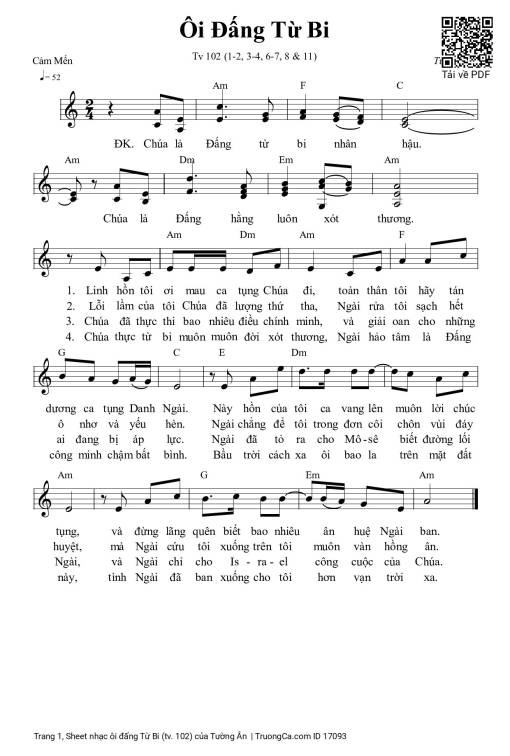 Sheet PDF of ôi đấng Từ Bi (tv. 102)