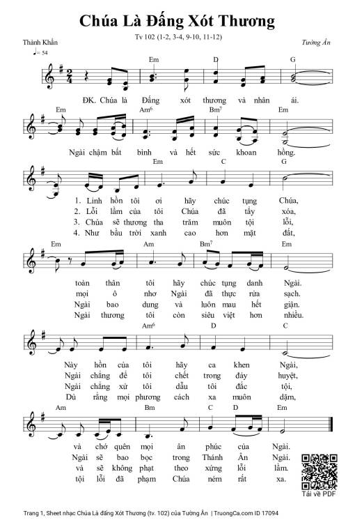 Sheet PDF of Chúa Là đấng Xót Thương (tv. 102)