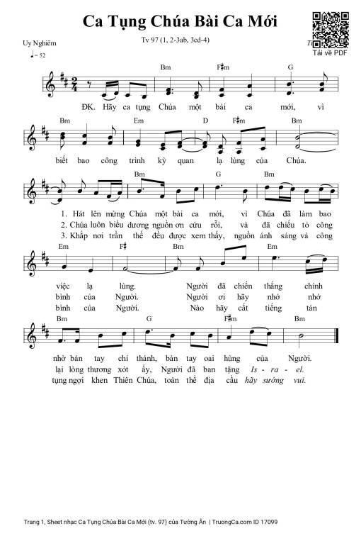 Sheet PDF of Ca Tụng Chúa Bài Ca Mới (tv. 97)