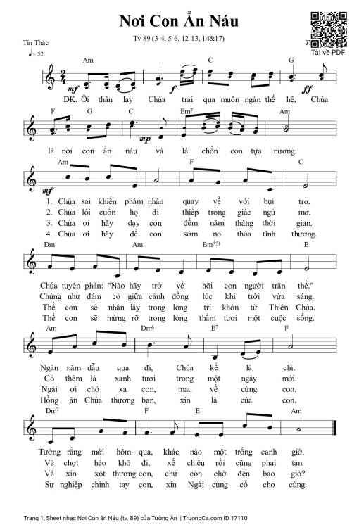Sheet PDF of Nơi Con ẩn Náu (tv. 89)