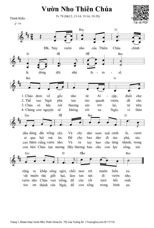Sheet PDF of Vườn Nho Thiên Chúa (tv. 79)