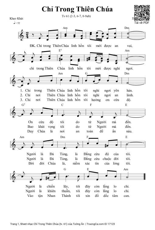 Sheet PDF of Chỉ Trong Thiên Chúa (tv. 61)