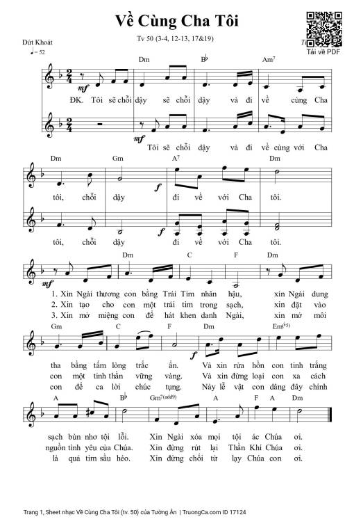 Sheet PDF of Về Cùng Cha Tôi (tv. 50)