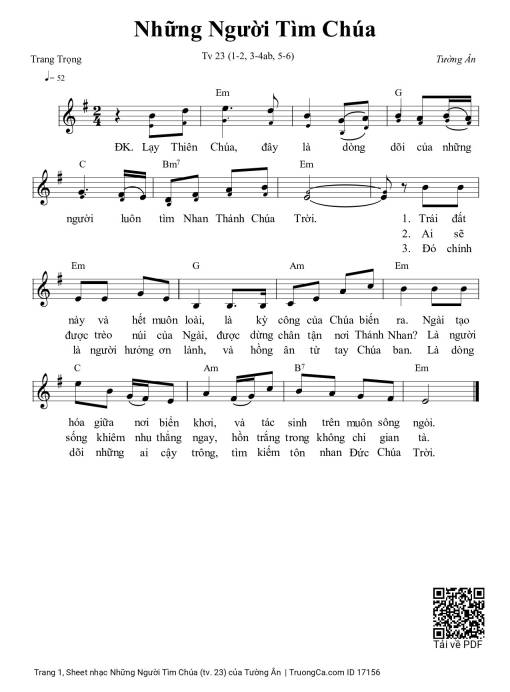 Sheet PDF of Những Người Tìm Chúa (tv. 23)