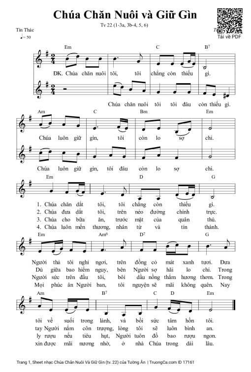 Sheet PDF of Chúa Chăn Nuôi Và Giữ Gìn (tv. 22)