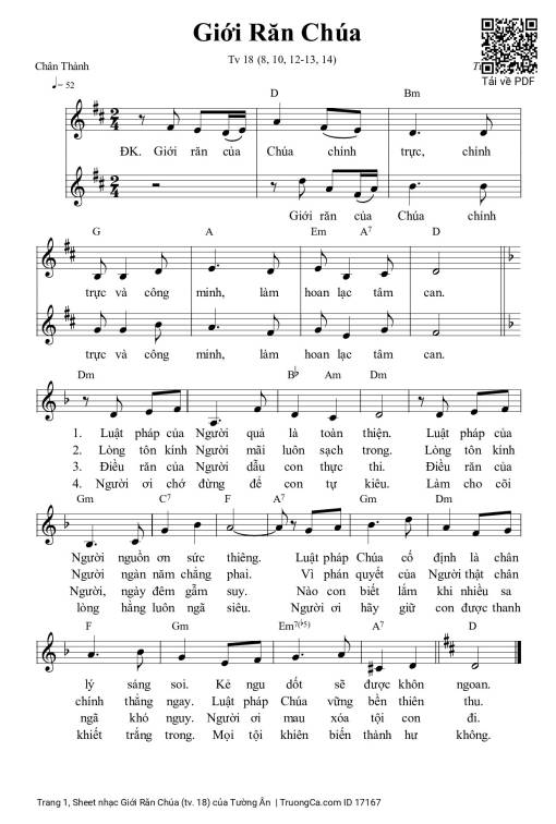 Sheet PDF of Giới Răn Chúa (tv. 18)