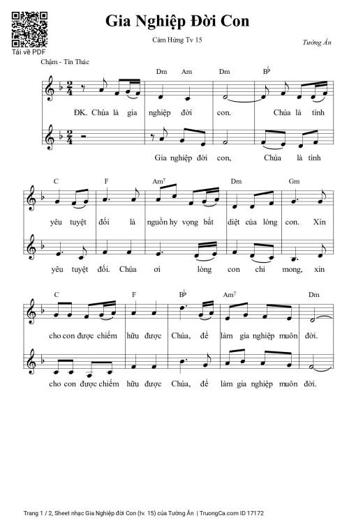 Sheet PDF of Gia Nghiệp đời Con (tv. 15)