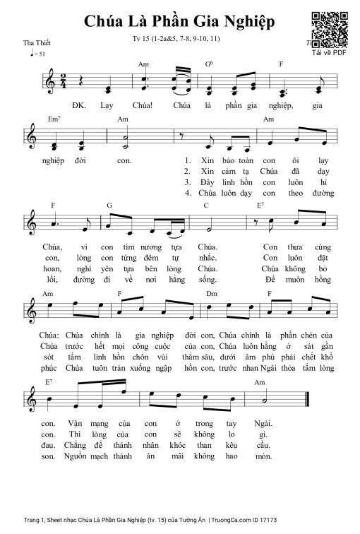 Sheet PDF of Chúa Là Phần Gia Nghiệp (tv. 15)