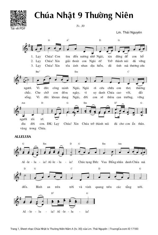 Sheet PDF of Chúa Nhật Ix Thường Niên Năm A (tv. 30)