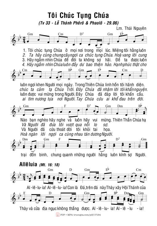 Sheet PDF of Lễ Thánh Phêrô Và Phaolô Tông đồ (tv. 33)