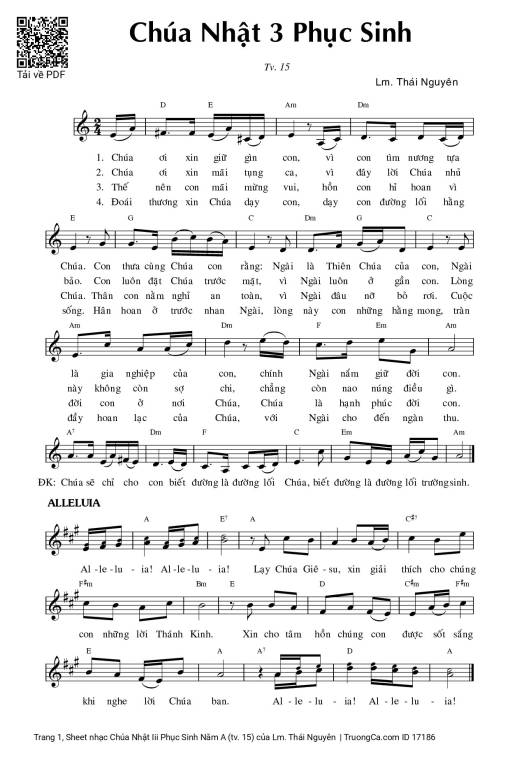 Sheet PDF of Chúa Nhật Iii Phục Sinh Năm A (tv. 15)