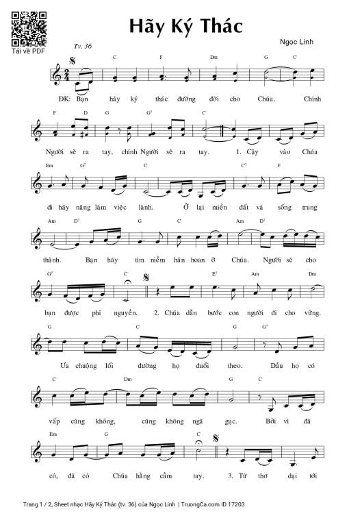 Sheet PDF of Hãy Ký Thác (tv. 36)