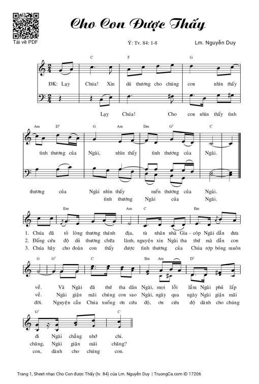 Sheet PDF of Cho Con được Thấy (tv. 84)