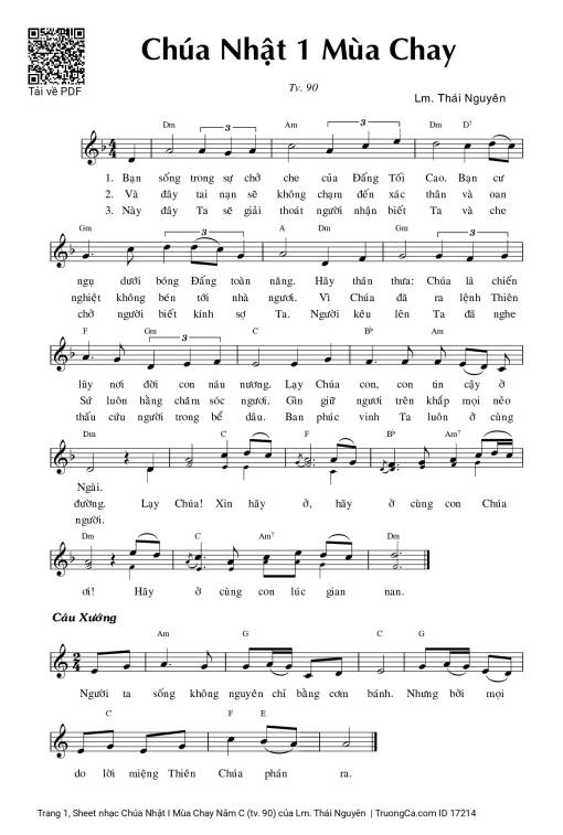 Sheet PDF of Chúa Nhật I Mùa Chay Năm C (tv. 90)
