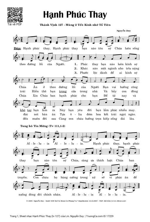 Sheet PDF of Hạnh Phúc Thay (tv 127)