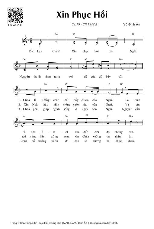 Sheet PDF of Xin Phục Hồi Chúng Con (tv79)