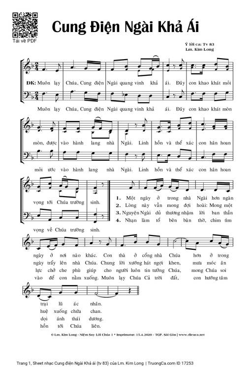 Sheet PDF of Cung điện Ngài Khả ái (tv 83)