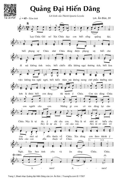 Sheet PDF of Quảng đại Hiến Dâng