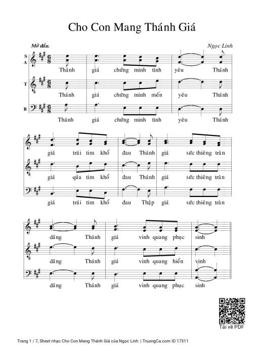 Sheet PDF of Cho Con Mang Thánh Giá