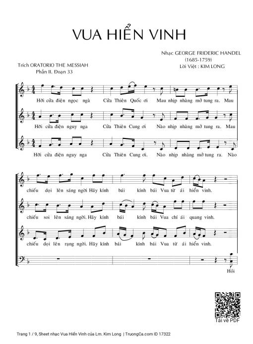 Sheet PDF of Vua Hiển Vinh