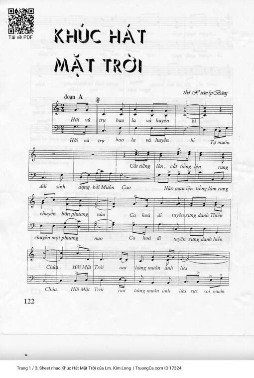 Sheet PDF of Khúc Hát Mặt Trời