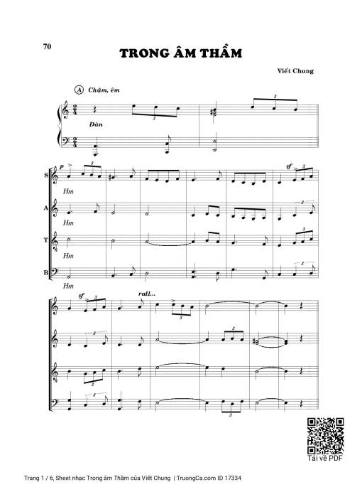 Sheet PDF of Trong âm Thầm