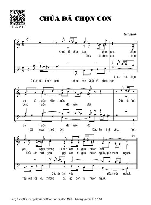 Sheet PDF of Chúa đã Chọn Con