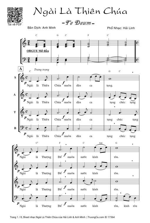 Sheet PDF of Ngài Là Thiên Chúa