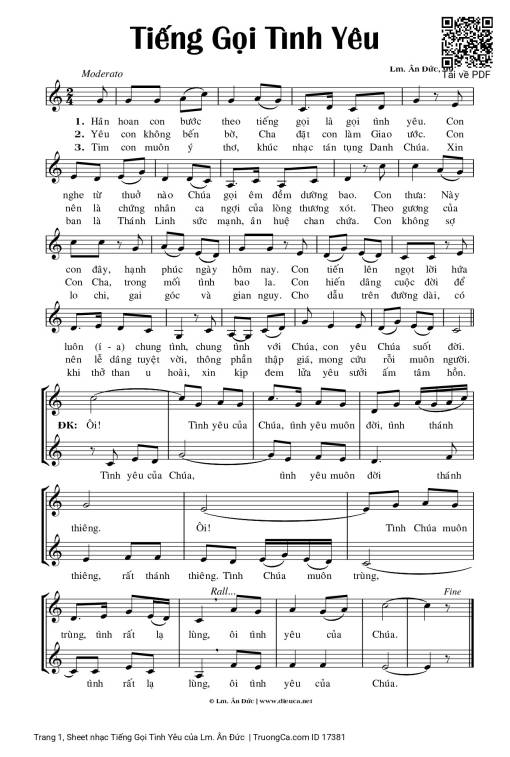Sheet PDF of Tiếng Gọi Tình Yêu