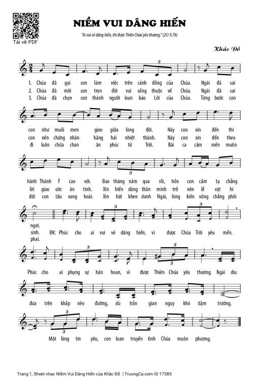 Sheet PDF of Niềm Vui Dâng Hiến