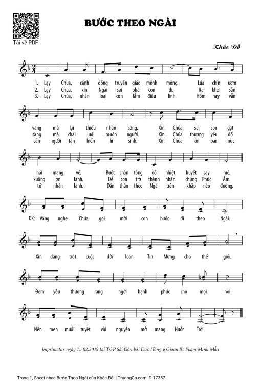 Sheet PDF of Bước Theo Ngài