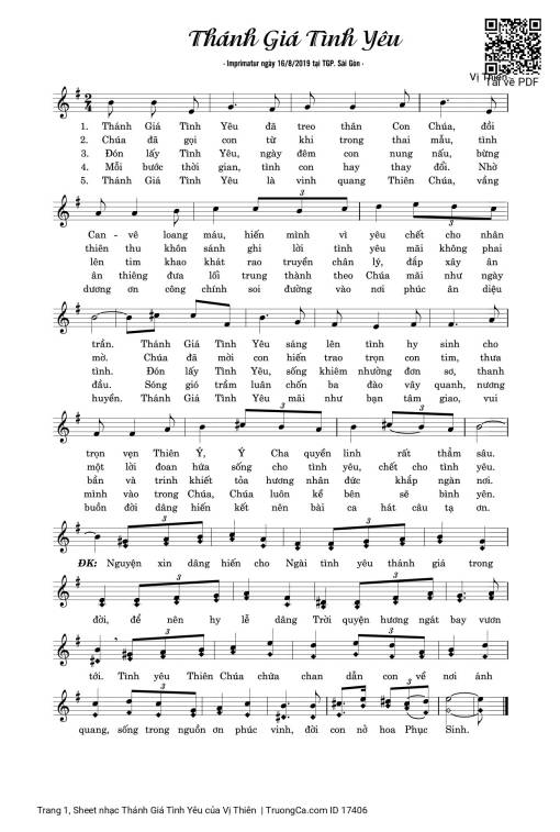 Sheet PDF of Thánh Giá Tình Yêu