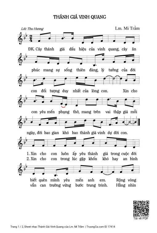 Sheet PDF of Thánh Giá Vinh Quang