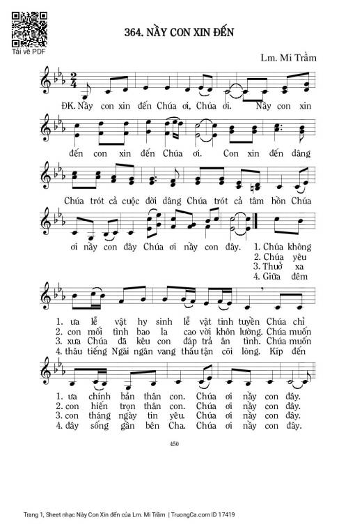 Sheet PDF of Này Con Xin đến