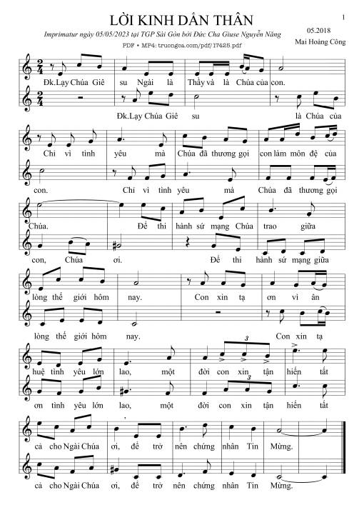 Sheet PDF of Lời Kinh Dấn Thân