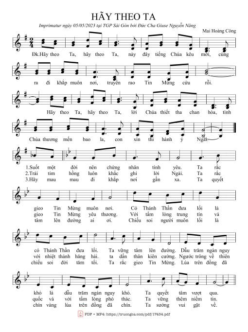 Sheet PDF of Hãy Theo Ta - Mai Hoàng Công