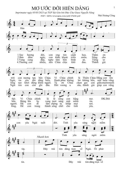 Sheet PDF of Mơ ước đời Hiến Dâng