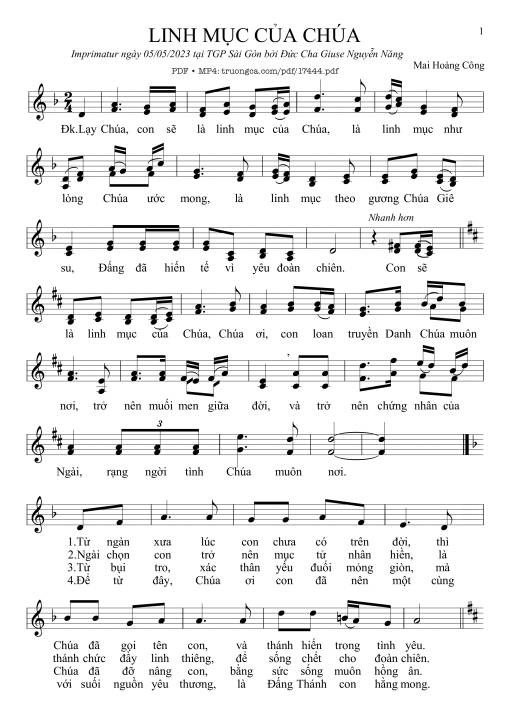 Sheet PDF of Linh Mục Của Chúa
