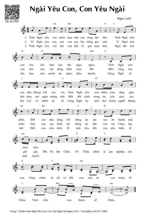 Sheet PDF of Ngài Yêu Con, Con Yêu Ngài