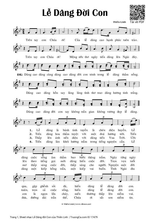 Sheet PDF of Lễ Dâng đời Con