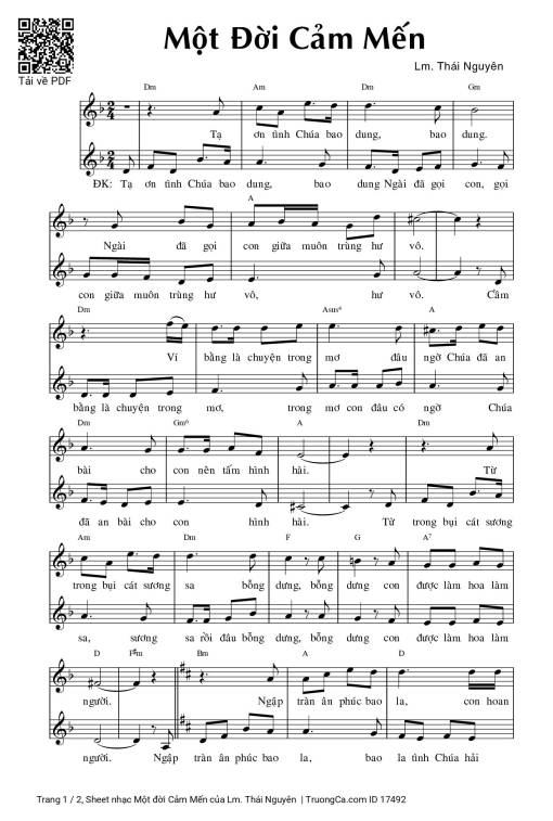 Sheet PDF of Một đời Cảm Mến
