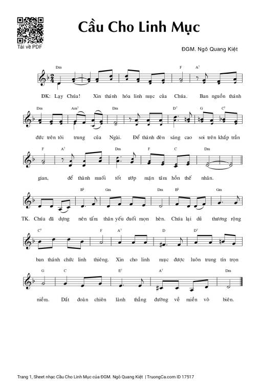 Sheet PDF of Cầu Cho Linh Mục