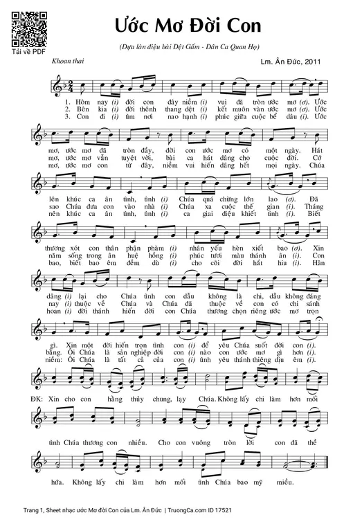 Sheet PDF of ước Mơ đời Con