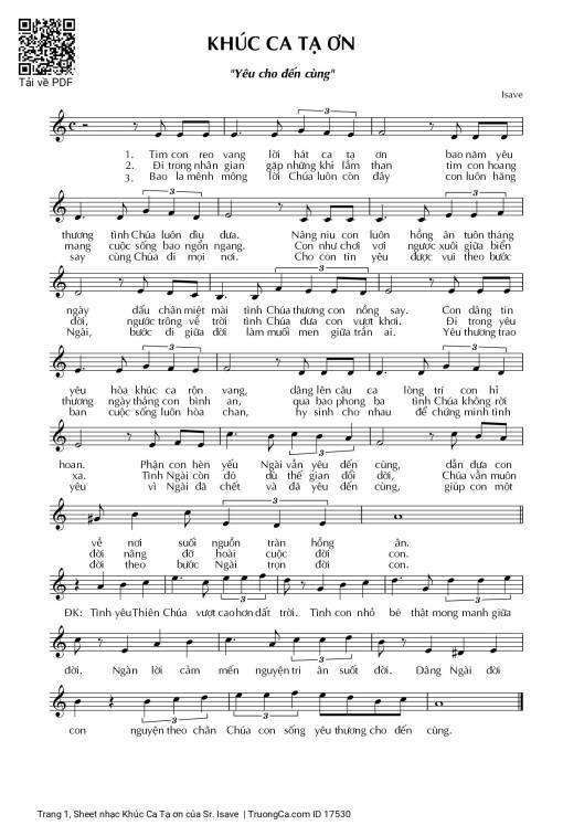 Khúc Ca Tạ ơn - Sr. Isave