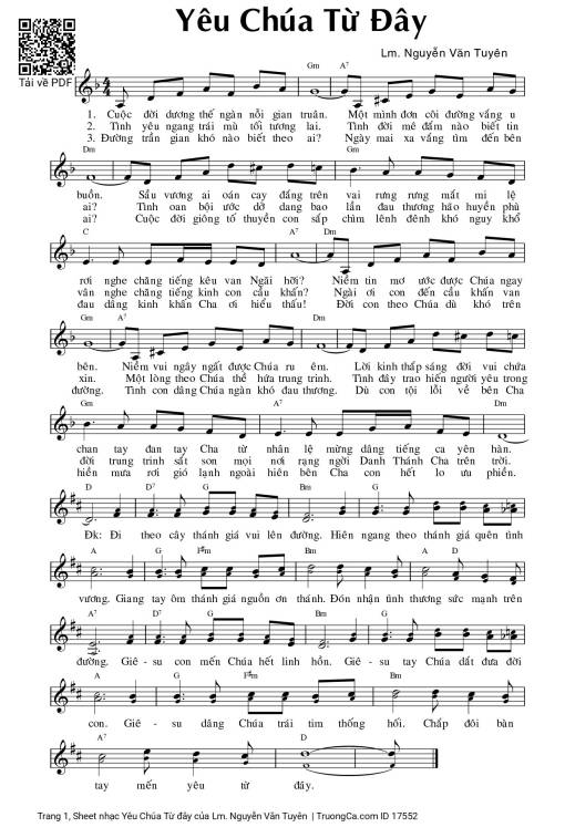 Sheet PDF of Yêu Chúa Từ đây