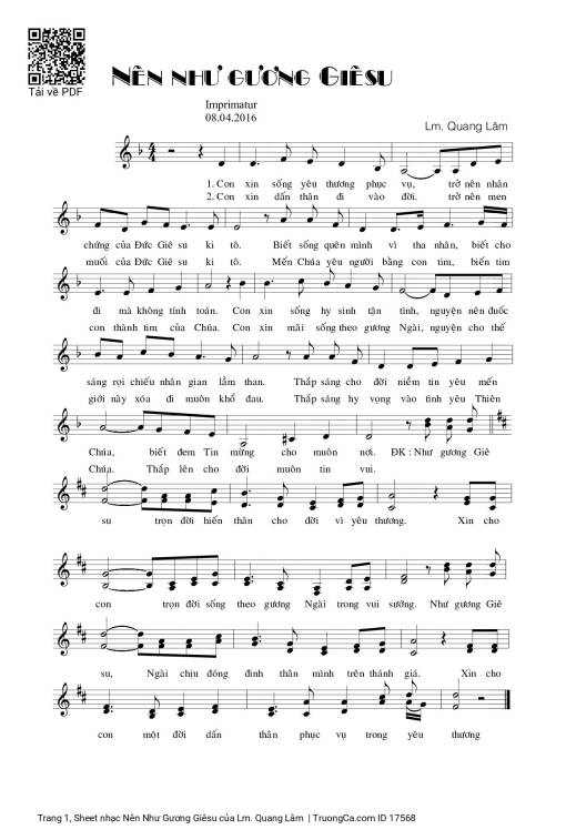 Sheet PDF of Nên Như Gương Giêsu
