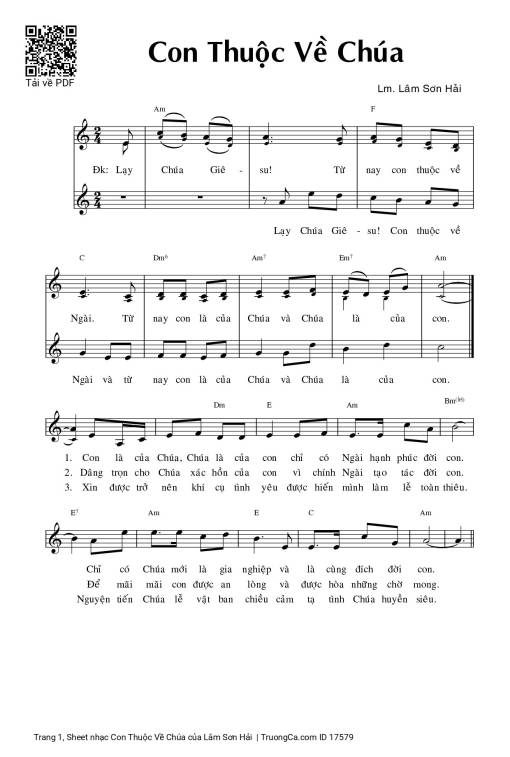 Sheet PDF of Con Thuộc Về Chúa
