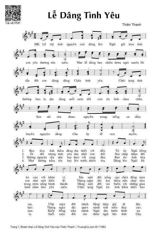 Sheet PDF of Lễ Dâng Tình Yêu