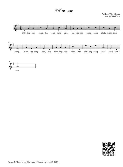 Sheet PDF of Đếm sao - Văn Chung