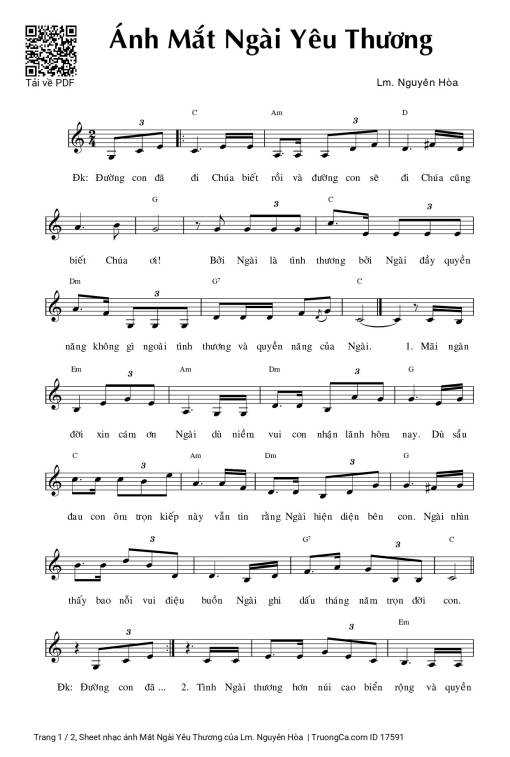 Sheet PDF of ánh Mắt Ngài Yêu Thương